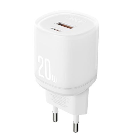 XO L144 Cargador de Corriente 20W - USB-A y USB-C - PD 3.0 - Color Blanco