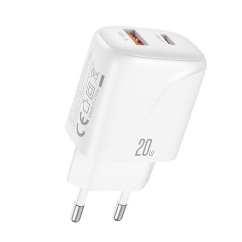 XO L158 Cargador de Corriente 20W - USB-A y USB-C - Alto Rendimiento - Color Blanco