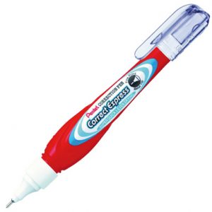 Pentel Correct Express Boligrafo Corrector 7ml - Secado Super Rapido - Punta Metalica - Cuerpo Color Rojo