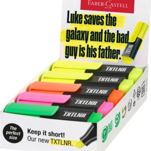 Faber-Castell TXTLNR Caja de 10 Marcadores Fluorescentes - Punta Biselada - Trazo entre 1, 2 y 5 mm - Tinta con Base de Agua - Colores Neon Surtidos