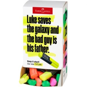 Faber-Castell TXTLNR Expositor con 60 Marcadores Fluorescentes - Punta Biselada - Trazo entre 1, 2 y 5 mm - Tinta con Base de Agua - Colores Neon Surtidos