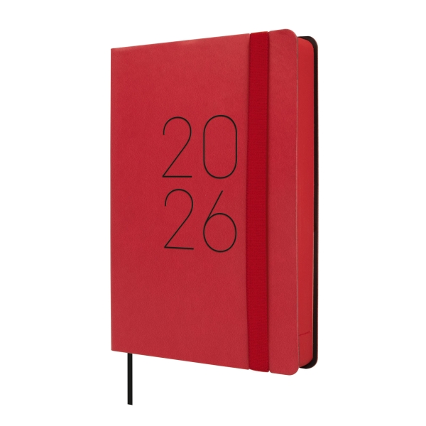 Finocam Flexi Lisa Agenda en Catalan - Anual 2026 - Tapa Blanda - Formato F4 - 120x23x172mm - 1 Dia por Pagina - Color Rojo