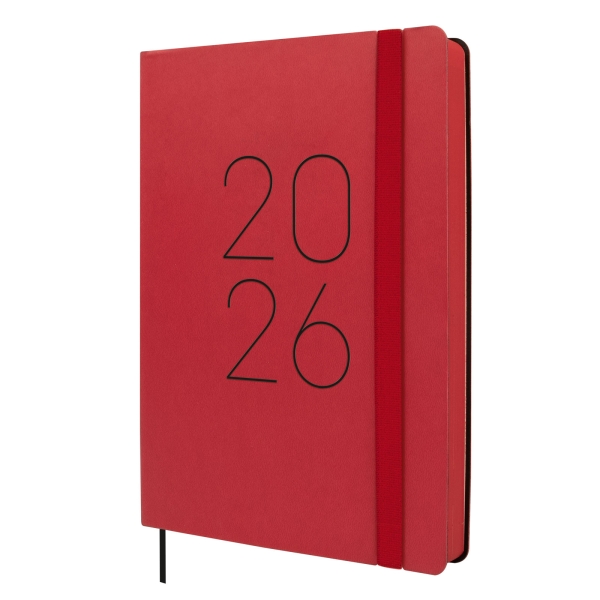 Finocam Flexi Lisa Agenda en Catalan - Anual 2026 - Tapa Blanda - Formato FA5 - 151x23x214mm - 1 Dia por Pagina - Color Rojo