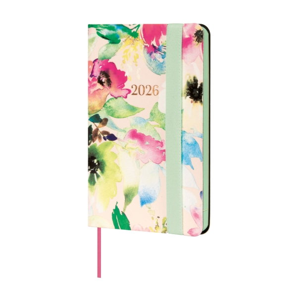 Finocam Flexi Joy Agenda en Catalan - Anual 2026 - Tapa Blanda - Formato F2 - 85x13x130mm - Semana Vista Horizontal - Tematica de Flores