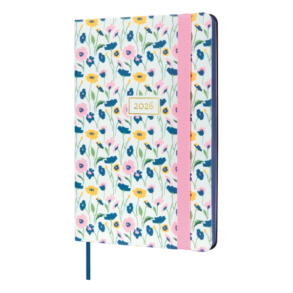 Finocam Flexi Joy Agenda en Catalan - Anual 2026 - Tapa Blanda - Formato F4 - 120x13x172mm - Semana Vista Horizontal - Tematica de Flores
