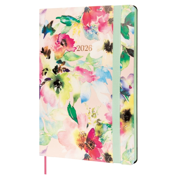 Finocam Flexi Joy Agenda - Anual 2026 - Tapa Blanda - Formato FA5 - 151x13x214mm - Semana Vista en Vertical - Tematica de Flores