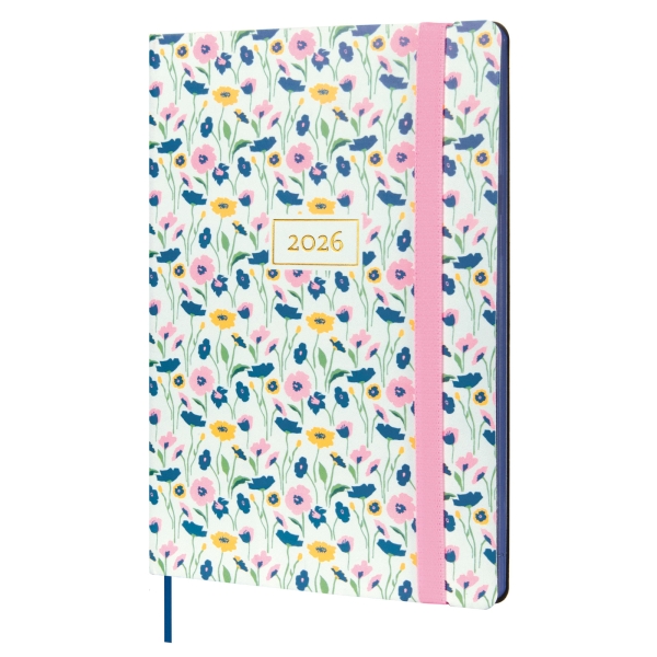Finocam Flexi Joy Agenda - Anual 2026 - Tapa Blanda - Formato FA5 - 151x13x214mm - Semana Vista en Vertical - Tematica de Flores