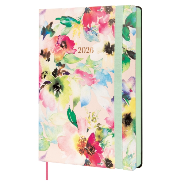 Finocam Flexi Joy Agenda en Catalan - Anual 2026 - Tapa Blanda - Formato FA5 - 151x23x214mm - 1 Dia por Pagina - Tematica de Flores