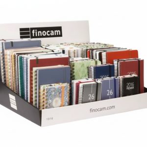 Finocam Expositor Grande con 100 Agendas de Espiral Surtidas - Anual 2026 - Color Surtidos