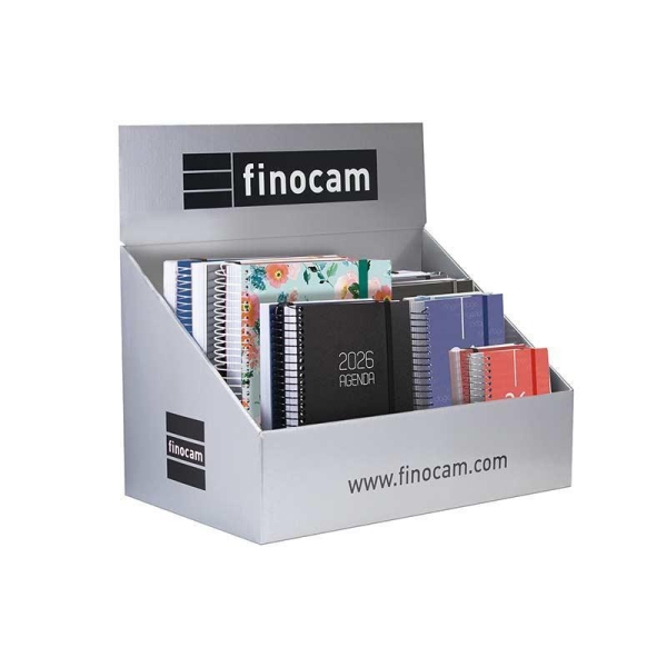 Finocam Expositor con 30 Agendas de Espiral Surtidas en Catalan - Anual 2026 - Color Surtidos