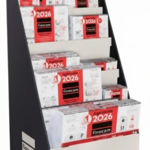 Finocam Expositor de Pie con 125 Calendarios Neutros Surtidos - Anual 2026 - Estructura de Carton - Color Surtidos