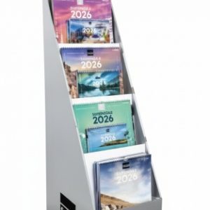 Finocam Expositor de Pie con 64 Calendarios de Imagenes Surtidos - Anual 2026 - Estructura de Carton - Color Surtidos