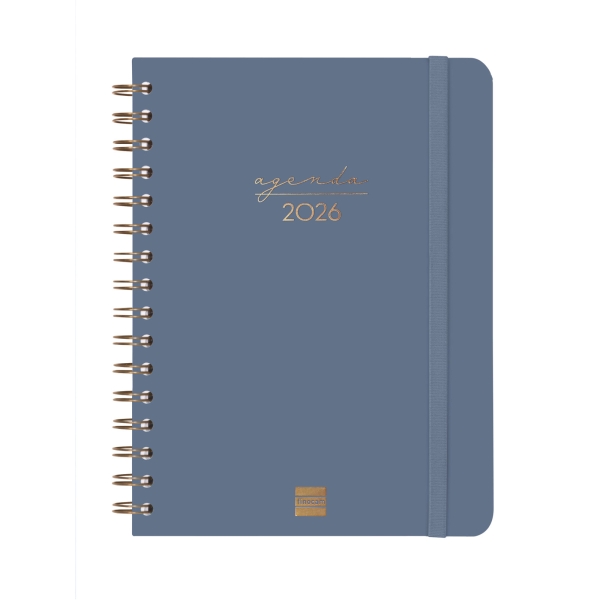 Finocam Alma Agenda - Anual 2026 - con Espiral - Formato E10 - 172x19x220mm - Semana Vista Horizontal - Color Azul