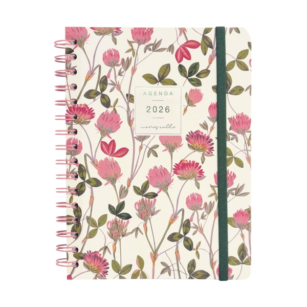Finocam Moniquilla Agenda - Anual 2026 - Planificador - Cierre de Goma - Formato E10 - 155X212mm - Semana Vista Horizontal - Tematica de Flores
