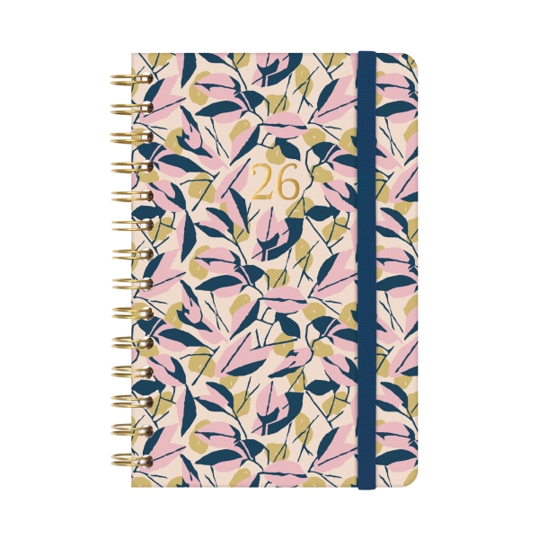 Finocam You Agenda de Espiral - Anual 2026 - Planificador - Cierre de Goma - Formato E5 - 131x19x190mm - Semana Vista Horizontal - Tematica de Hojas