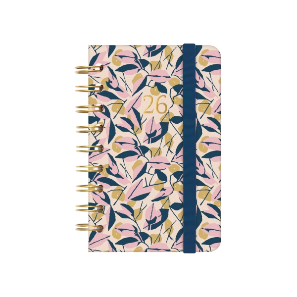 Finocam You Agenda de Espiral - Anual 2026 - Planificador - Cierre de Goma - Formato E3 - 93x19x135mm - Semana Vista Horizontal - Tematica de Hojas