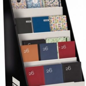 Finocam Expositor de Pie con 52 Agendas de Tapa Dura Surtidas en Catalan - Anual 2026 - Estructura de Carton - Color Surtidos