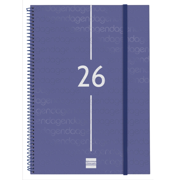 Finocam Year Agenda de Espiral en Catalan - Tapa Ligera - Formato E40 - 217x14x297mm - Semana Vista Horizontal - Color Azul