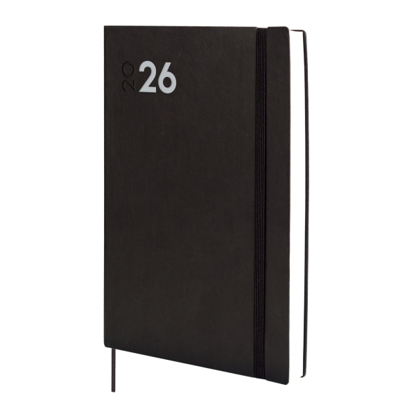 Finocam Dynamic Mara Agenda Profesional - Anual 2026 - Tapa Blanda - Cierre con Goma Elastica - Formato Y11 - 169x22x245mm - 1 Dia por Pagina - Color Negro