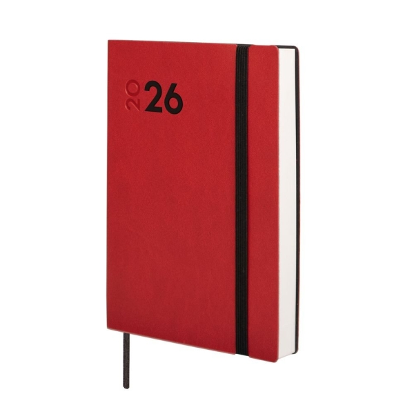 Finocam Dynamic Mara Agenda Profesional - Anual 2026 - Tapa Blanda - Cierre con Goma Elastica - Formato Y4 - 124x22x174mm - 1 Dia por Pagina - Color Rojo