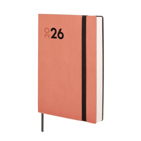 Finocam Dynamic Mara Agenda Profesional - Anual 2026 - Tapa Blanda - Cierre con Goma Elastica - Formato Y4 - 124x22x174mm - 1 Dia por Pagina - Color Coral