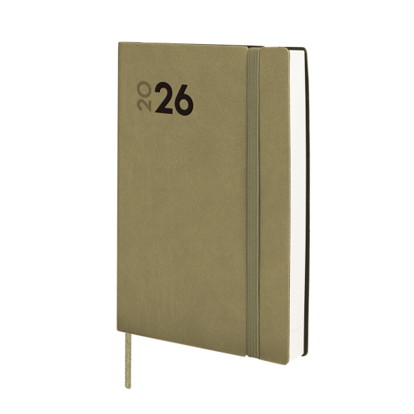 Finocam Dynamic Mara Agenda Profesional en Catalan - Anual 2026 - Tapa Blanda - Cierre con Goma Elastica - Formato Y4 - 124x22x174mm - 1 Dia por Pagina - Color Verde