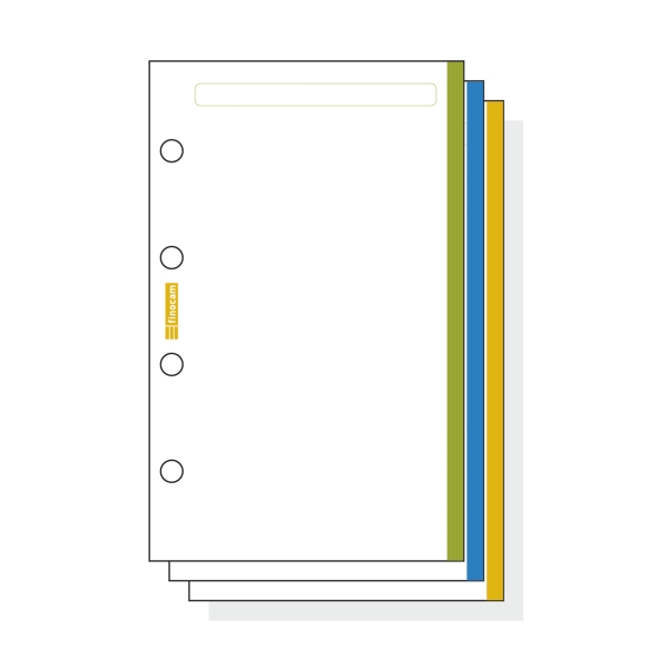 Finocam C145 Notas de Recambio para Agendas Classic - Liso con Banda de Color - Formato 601 - 56x89x5mm - Color Blanco