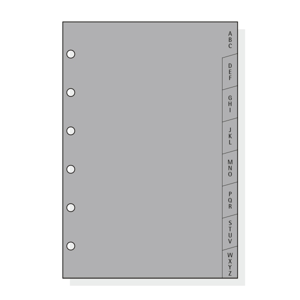 Finocam C364 Indice Alfabetico para Agendas Classic - 8 Solapas - Formato 603 - 89x127x3mm - PVC - Color Gris
