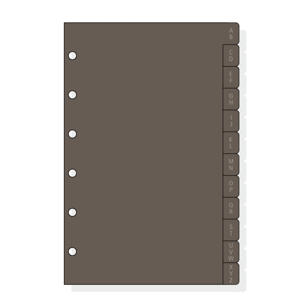 Finocam C361 Indice Alfabetico para Agendas Classic - 12 Solapas - Formato 603 - 86x127x3mm - PVC - Color Marron