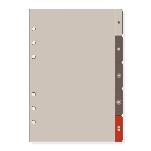 Finocam R463 Separadores Laterales para Agendas Open - 5 Solapas - Formato 400 - 100x2x152mm - PVC - Color Marron