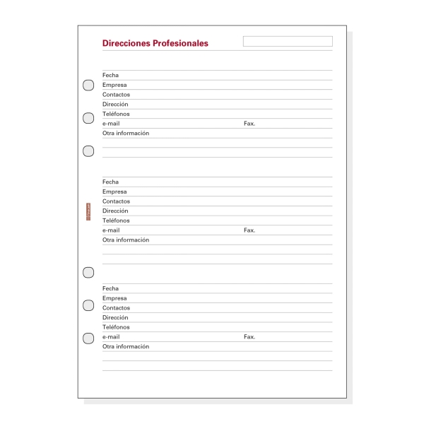 Finocam R1051C Recambio Direcciones Profesionales para Agendas Open en Catalan - Formato 1000 - 155x5x215mm - Color Blanco