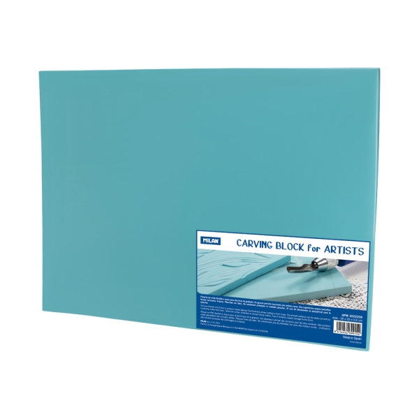 Milan Carving Block Plancha de Grabado - Vinilo Flexible - Formato XL - 30x22x0.6cm - Color Azul