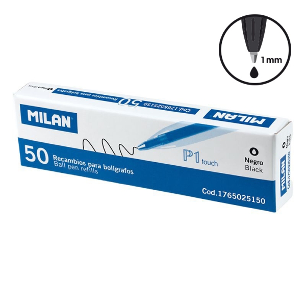 Milan P1 Touch Pack de 50 Recambios - Punta de 1mm - Color Negro