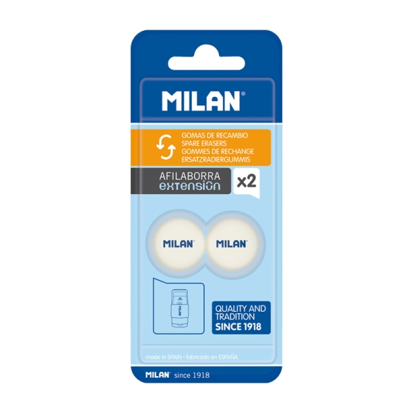Milan Pack de 2 Gomas de Recambio Afilaborra Extension - Color Blanco