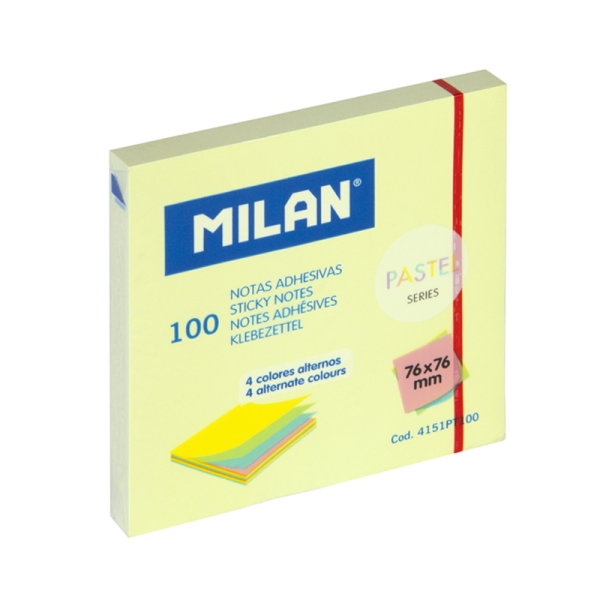 Milan Pastel Pack de 100 Notas Adhesivas - 76x76mm - Colores Pastel Surtidos