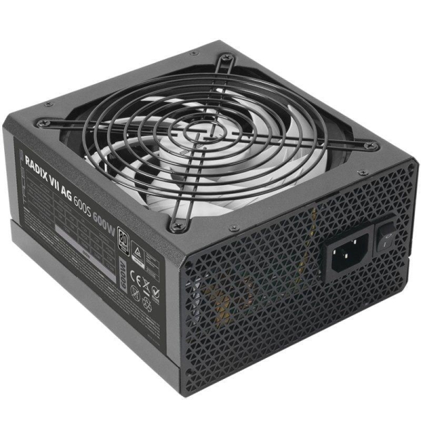 Tacens Radix VII AG 600S Fuente de Alimentacion 600W ATX - PFC Activo - Ventilador 140mm de 12dB - 80 Plus Silver - Cableado Modular - 160x150x85mm - Color Negro