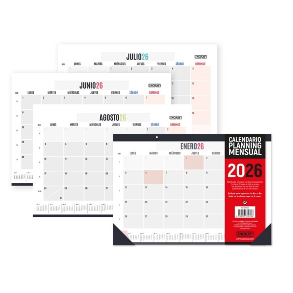 Ingraf Planificador de Mesa Mensual - Encolado con Tapa de Polipropileno - 12 Hojas de Faciles de Arrancar 1 Ingraf Planificador de Mesa Mensual - Encolado con Tapa de Polipropileno - 12 Hojas de Faciles de Arrancar