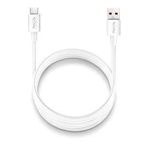 NGS ZYRO-AC Cable USB-C a USB-A - Cargar Rapida - 480 Mbps - 15W - 1 Metro - Color Blanco