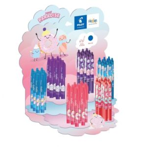 Pilot Sweet Paradise Expositor de 24 Boligrafos Frixion Ball + 24 Boligrafos Frixion Ball Clicker - Borrables - Recargables - Tinta Azul - Colores Surtidos